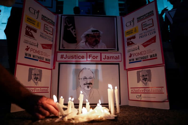 FILE PHOTO: Vigil is held at Saudi Embassy for Journalist Jamal Khashoggi