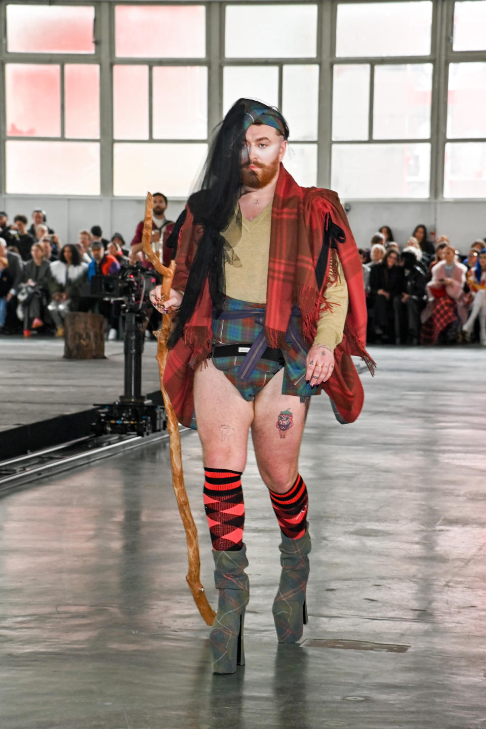 PARIS, FRANCE - MARCH 02: Sam Smith walks the runway at the Andreas Kronthaler for Vivienne Westwood Womenswear Fall/Winter 2024-2025 show as part of Paris Fashion Week on March 2, 2024 in Paris, France. (Photo by Dave Benett/Getty Images)
