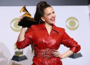 FILE PHOTO: 62nd Grammy Awards – Photo Room – Los Angeles, California, U.S., January 26, 2020 - Rosalia poses backstage with her Best Latin Rock, Urban or Alternative Album award for "El Mal Querer" -iptc:LanguageIdentifier=en -iptc:ObjectName=AWARDS-