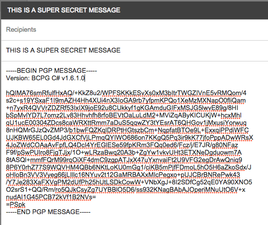 encrypted email screenshot