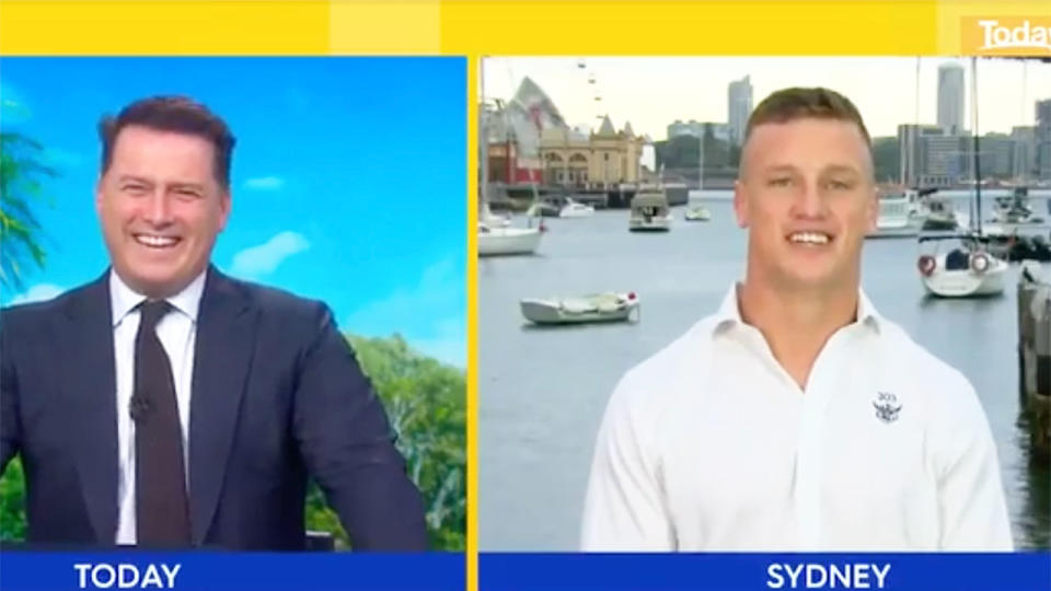 Seen here, Today Show co-host Karl Stefanovic interviews Dally M winner Jack Wighton.