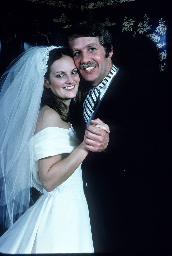 <p>Patty, the daughter of Catherine and Randolph, married Bernard Shaw in 1979. The two tied the knot in an Episcopal ceremony at a naval base in San Francisco Bay. Patty wore an off-the-shoulder white gown and wedding veil. According to Patty, her parents gave the couple "a <a href="https://www.nytimes.com/2013/12/20/us/bernard-l-shaw-bodyguard-and-husband-of-patty-hearst-dies-at-68.html" rel="nofollow noopener" target="_blank" data-ylk="slk:Sears vacuum cleaner;elm:context_link;itc:0;sec:content-canvas" class="link ">Sears vacuum cleaner</a> as a wedding present" because "they thought [the marriage] wouldn’t last." But, the two remained married until 2013—when Bernard passed away from cancer—and had two daughters: Gillian and Lydia. <br></p>