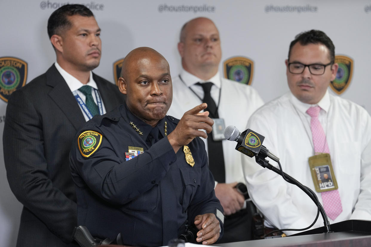 Houston Police Chief Troy Finner speaks during a news conference.