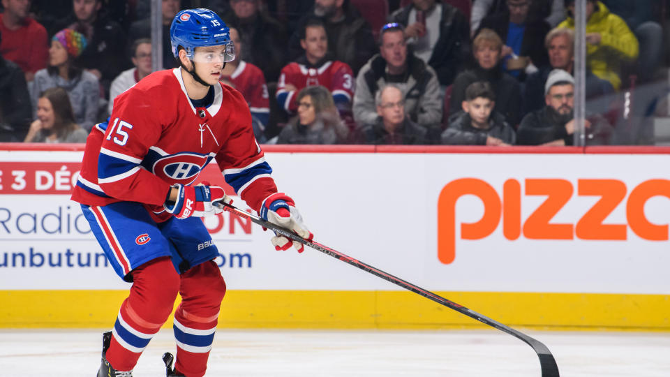 Montreal Canadiens forward Jesperi Kotkaniemi left Thursday's game against the Colorado Avalanche in a frightening moment. (Vincent Ethier/Icon Sportswire via Getty Images)