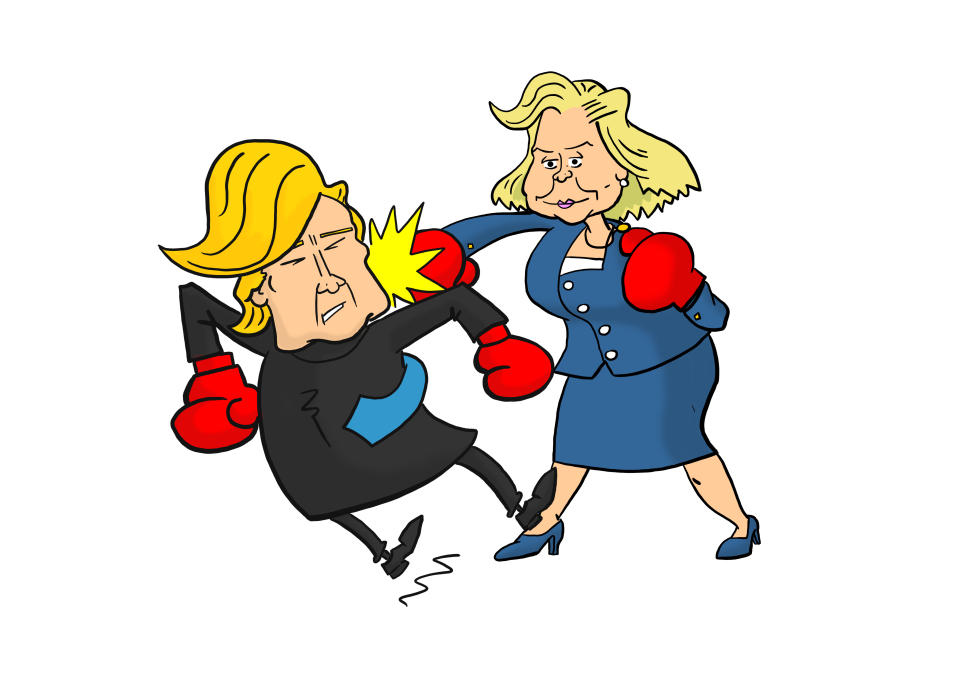 Clinton punching Trump