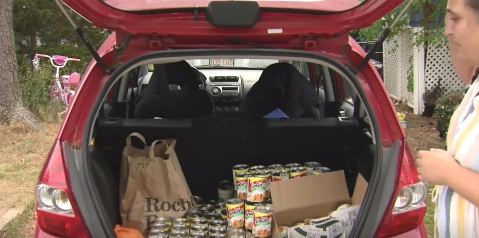 The MacDonald's received several hundred cans of Spaghetti O's from their community. (NBC Boston)