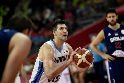 Argentina's Luis Scola (C) helped lead his team past heavily favoured Serbia in the Basketball World Cup quarter-finals