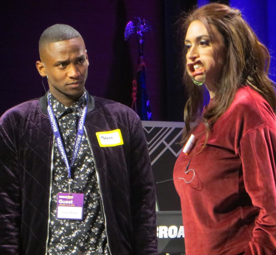 Jelani Remy and Lesli Margherita take part in Game Night at BroadwayCon 2019, held Jan. 11 to 13, 2019, at the New York Hilton Midtown in Manhattan.