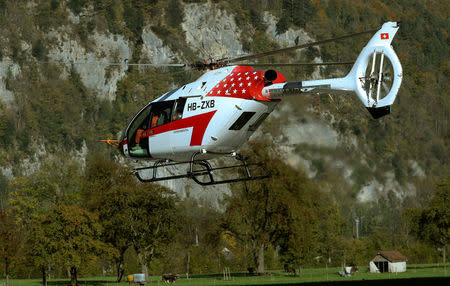 A prototype of a Marenco SH09 helicopter of Swiss manufacturer Marenco is seen during a test flight in Mollis, Switzerland October 13, 2017. REUTERS/Arnd Wiegmann