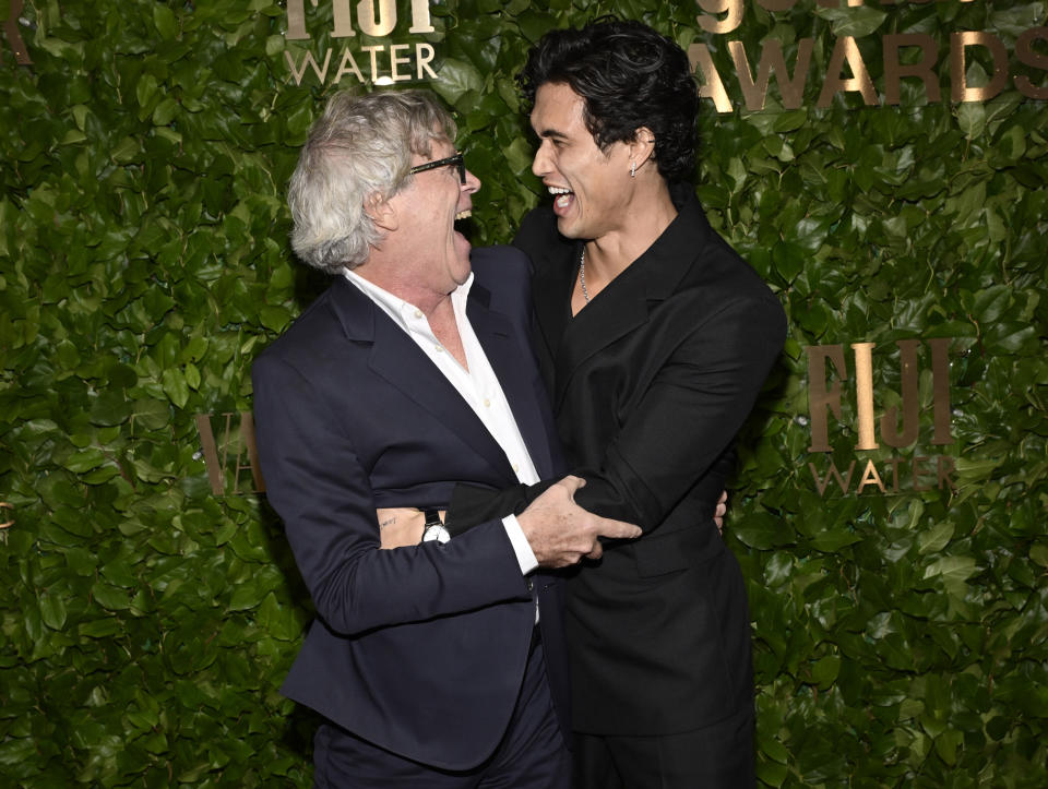 Todd Haynes, left, and Charles Melton attend the Gotham Independent Film Awards at Cipriani Wall Street on Monday, Nov. 27, 2023, in New York. (Photo by Evan Agostini/Invision/AP)