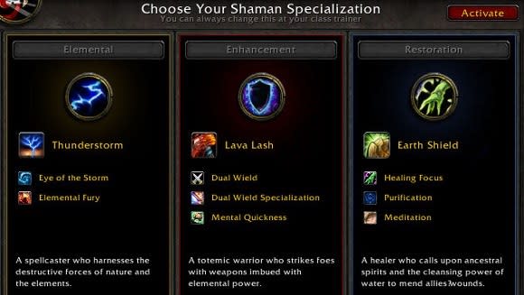 Shaman specializations