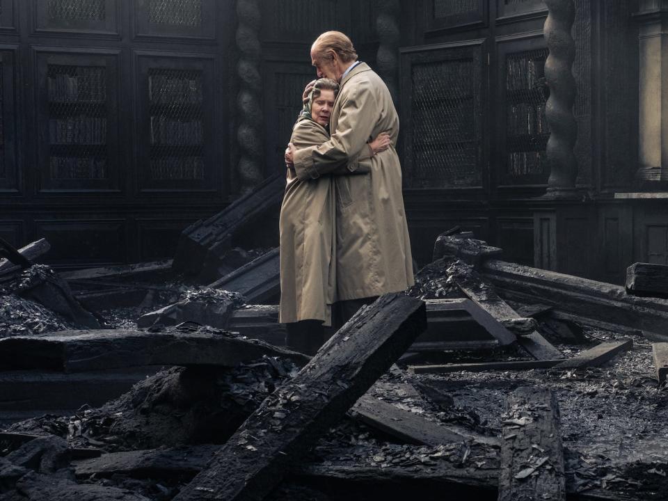 Jonathan Pryce as Prince Philip and Imelda Staunton as Queen Elizabeth II in Netflix's "The Crown."