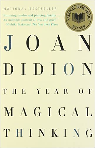 "Joan Didion's memoir 'The Year of Magical Thinking' is about grieving for her husband, fellow writer John Gregory Dunne. ... In her memoir, Didion contemplates how the rituals of daily life are fundamentally altered when her life's companion is taken from her. Her impressions, both sharply observed and utterly reasonable, form a picture of an intelligent woman grappling with her past and future." --&nbsp;<a href="http://www.npr.org/templates/story/story.php?storyId=4956088" target="_blank">NPR</a> <!--EndFragment-->