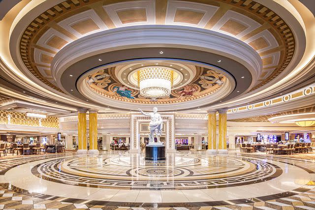 <p>LVCVA</p> Main entrance of Caesars Palace in Las Vegas.