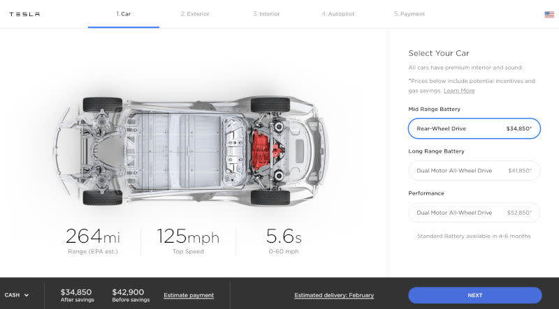 If you visit Model 3's "Design Your Car" page, you'll notice that it looks a