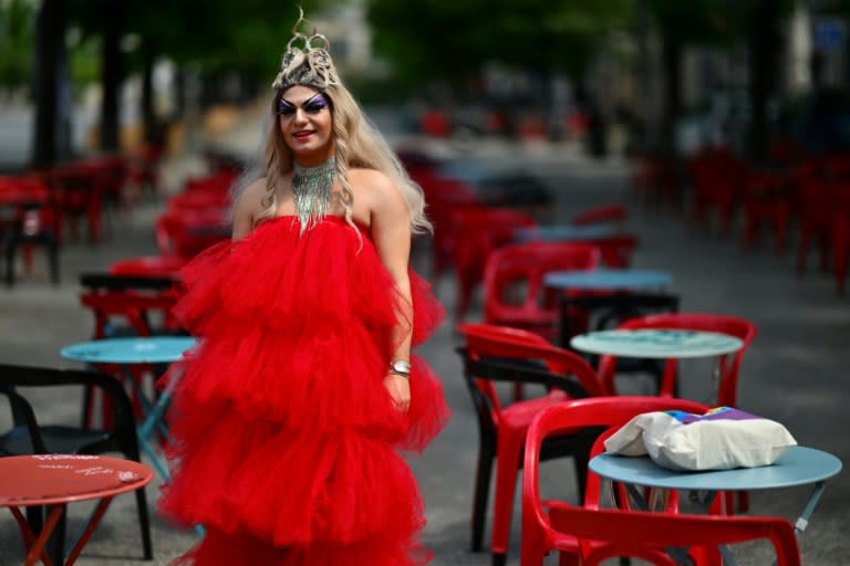 Martin Namias, also known as drag queen "Miss Martini", will be one of the torch bearers when the Olympic flame goes on a cross-country tour of France (Christophe SIMON)