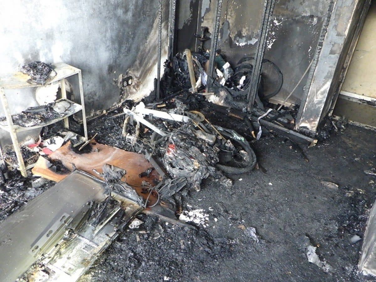 Wreckage from an e-bike fire  (London Fire Brigade)