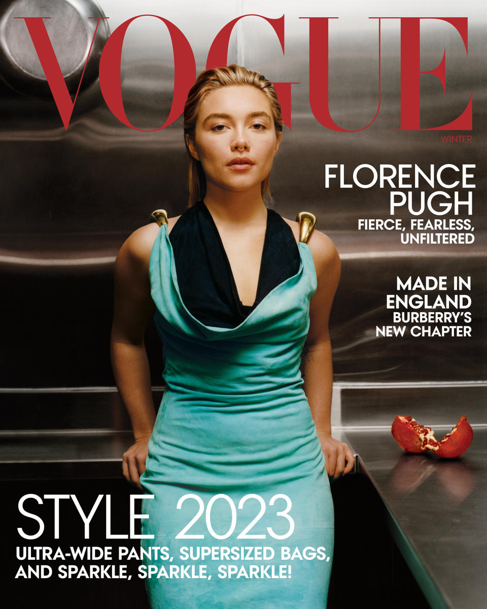 Florence Pugh is on the cover of Vogue.  (Fashion)