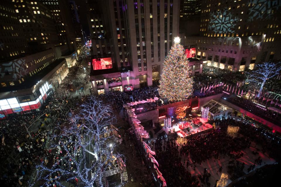The Rockefeller Center Christmas tree in 2018. In 2023, it will be lit Nov. 29.