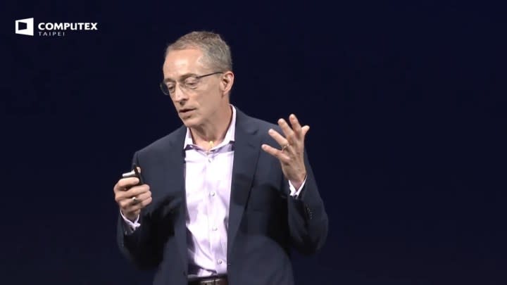 Intel CEO Pat Gelsinger on stage.