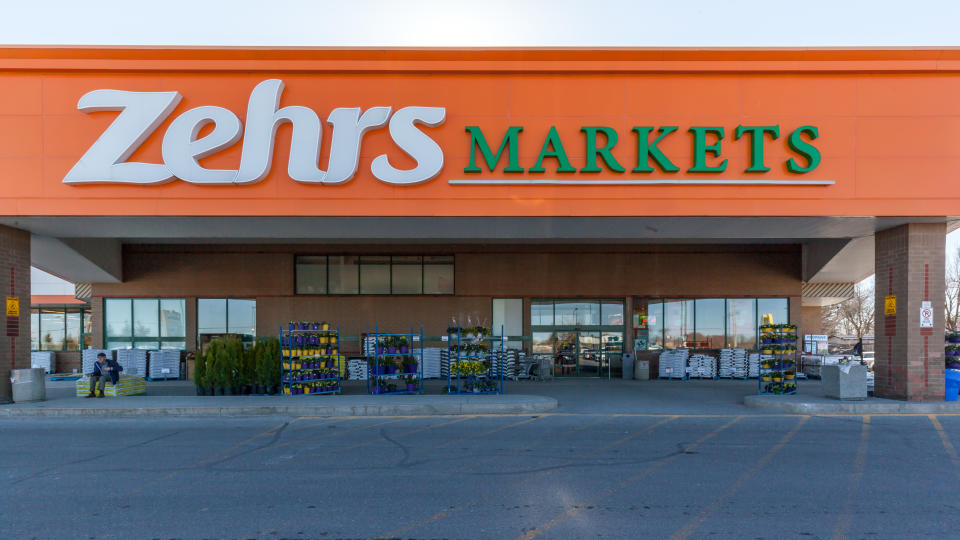 Georgina, Ontario, Canada - April 22, 2018: Zehrs Markets store front in Georgina Ontario. Zehrs Markets is a Canadian supermarket chain in southern Ontario.