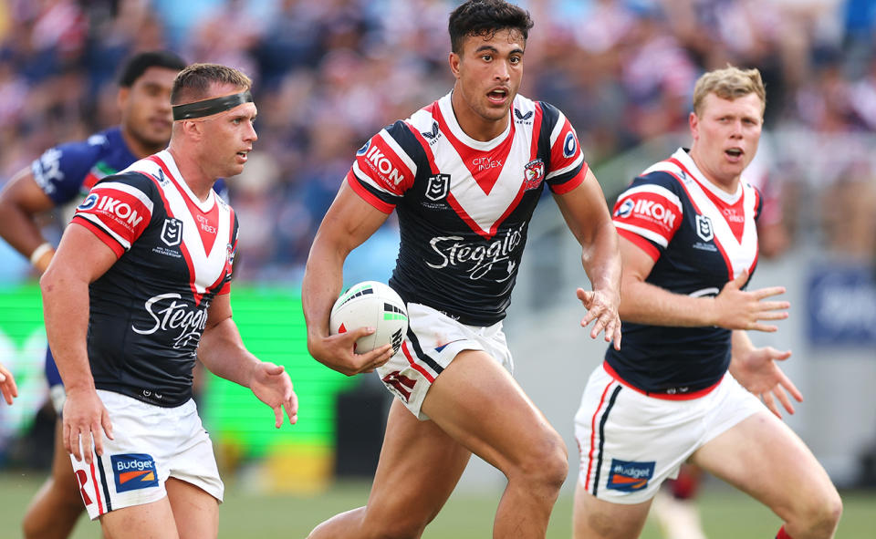 Joseph Suaalii, pictured here in action for the Roosters against the Warriors.