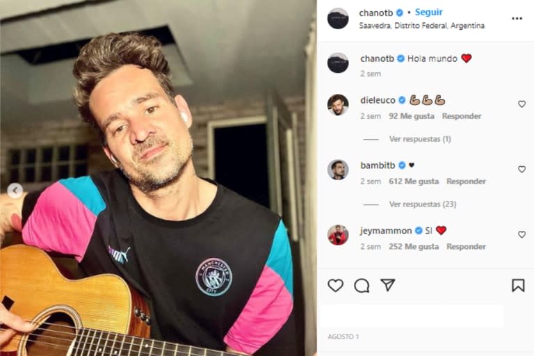 Chano anunció su regreso a las redes (Foto: Instagram @chanotb)