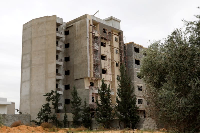 A general view of residential buildings under construction in Tripoli