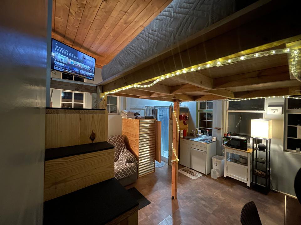 James Pope used recycled materials and reclaimed wood in the construction of his tiny home in Norlina, N.C.