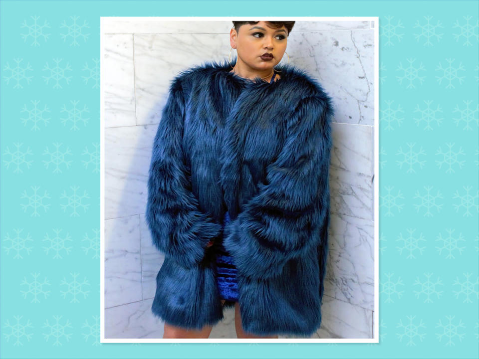 <p>Boss faux fur coat, $159, <a rel="nofollow noopener" href="https://www.zelieforshe.com/product-page/bossfur" target="_blank" data-ylk="slk:Zelie For She;elm:context_link;itc:0;sec:content-canvas" class="link ">Zelie For She</a> (Photo: Zelie For She) </p>