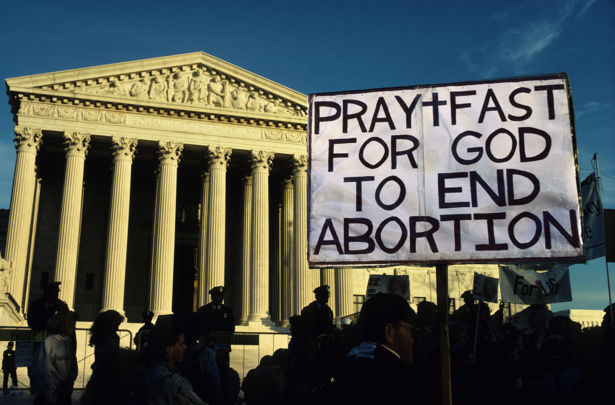 <span class="s1">Anti-abortion demonstrators at the Supreme Court. (Photo: Andrew Holbrooke/Corbis via Getty Images) </span>
