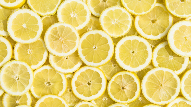 Sliced lemons as background