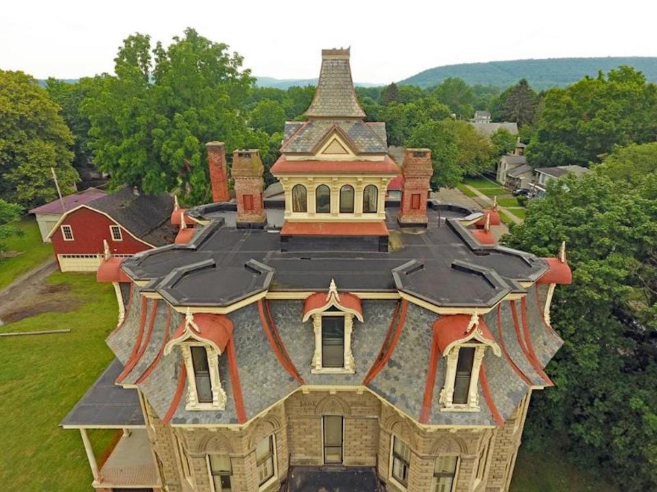 The exterior of the 41-bedroom castle in upstate New York.