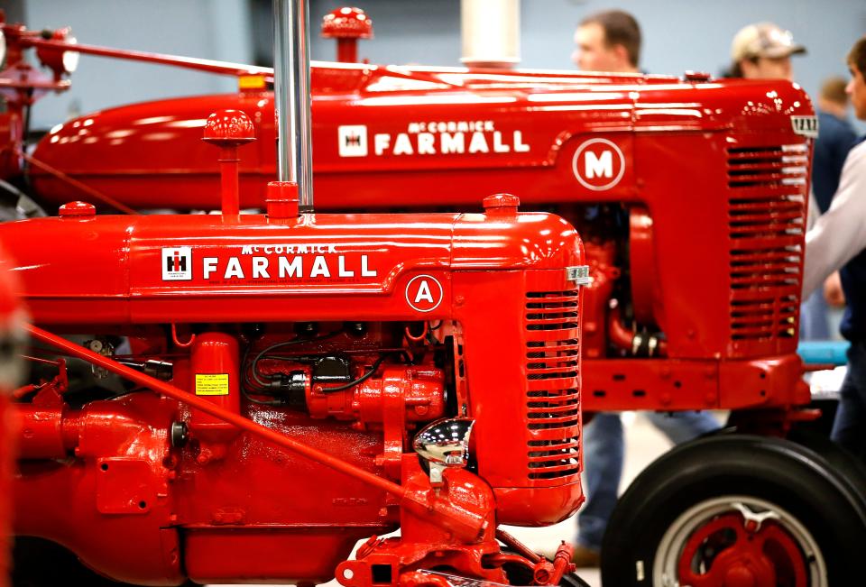Rebuilt tractors are displayed March 8 at the Oklahoma Youth Expo's Agriculture mechanics contest at the Oklahoma Expo Hall at the OKC Fairgrounds in Oklahoma City.