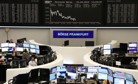 The German share price index DAX graph is pictured at the stock exchange in Frankfurt, Germany, April 23, 2019. REUTERS/Staff