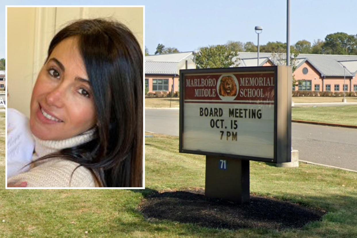 A composite photo of teacher Jenna Sciabica and a shot of Marlboro Memorial Middle School