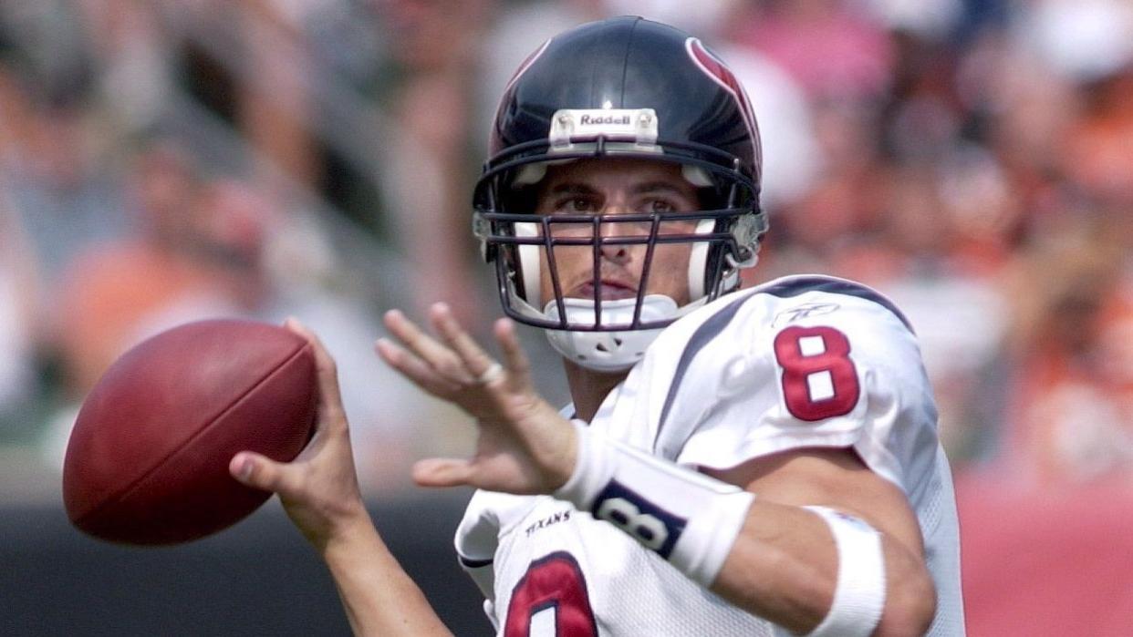 Mandatory Credit: Photo by Mark Lyons/EPA/Shutterstock (7916659b)David Carr of the Houston Texans Passes Against the Cincinnati Bengals During Their Game Sunday 02 October 2005 at Paul Brown Stadium in Cincinnati OhioUsa Nfl Bengals Vs Texans - Oct 2005.