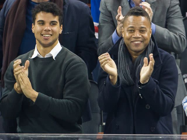 <p>TM/NHL/GC Images</p> Cuba Gooding Jr. and son Mason Gooding at Madison Square Garden on December 23, 2016 in New York City.