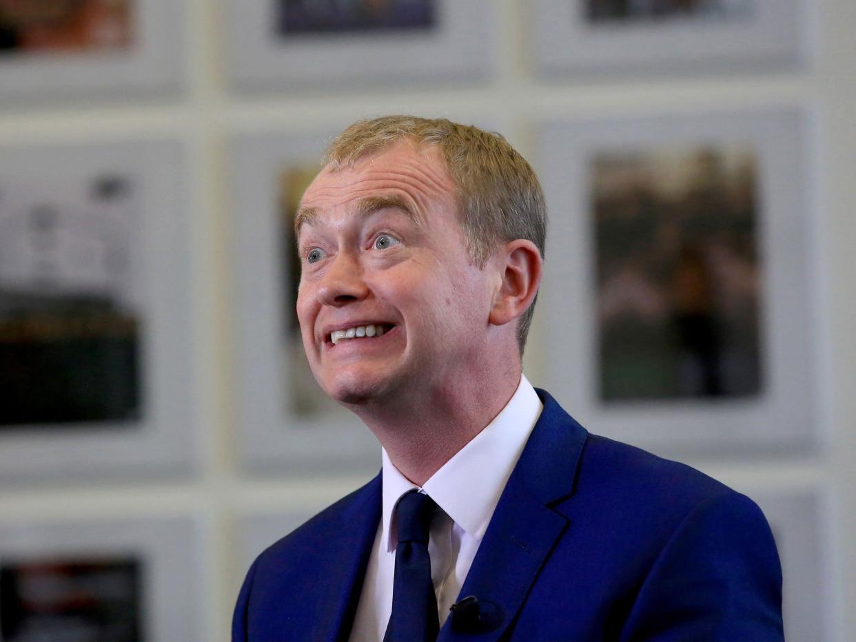 Tim Farron has apologised after failing to turn up to a vote on the Brexit trade bill: PA