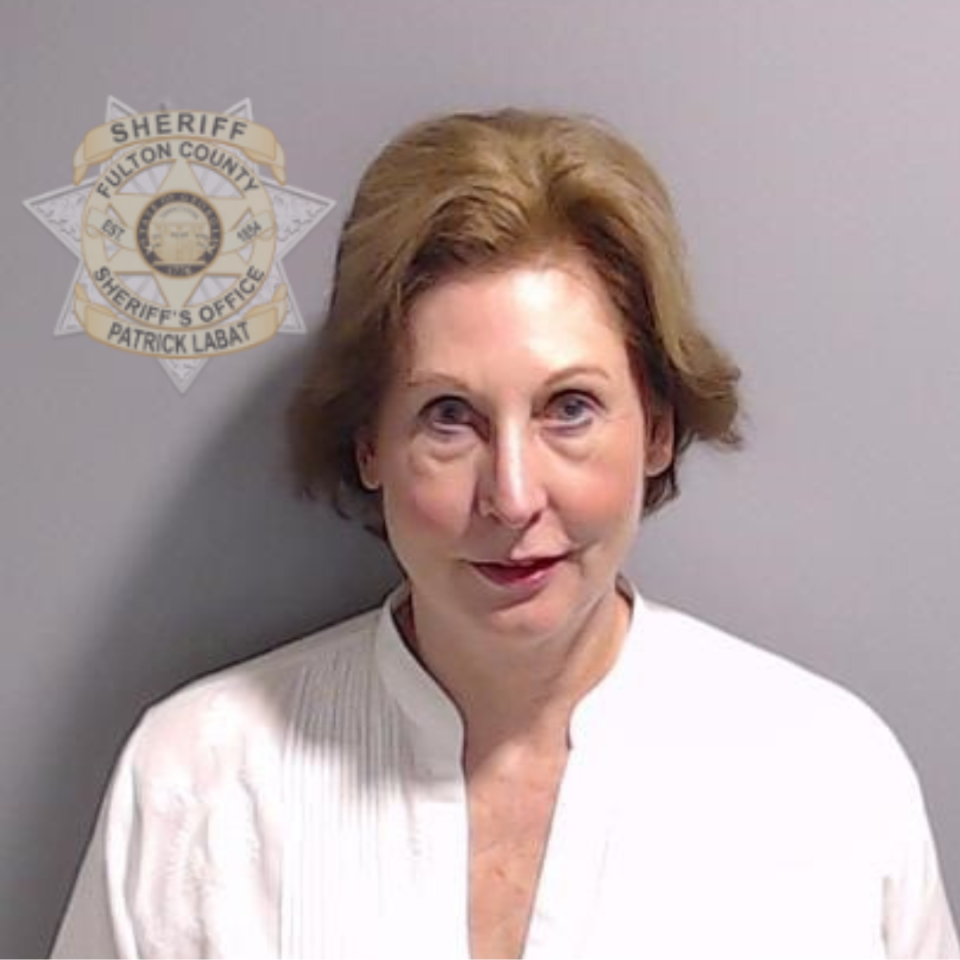 Sidney Powell, attorney, is shown in a police booking mugshot released by the Fulton County Sheriff's Office on August 23, 2023. (Fulton County Sheriff's Office)