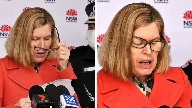 Double image of NSW CHO Dr Kerry Chant with broken glasses