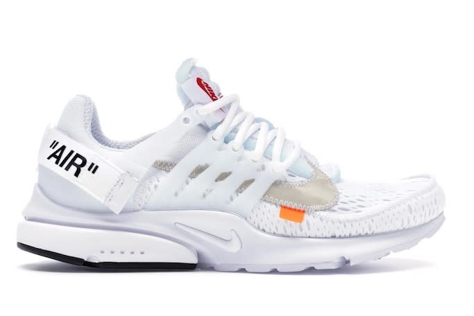 Here’s a closer look at the Nike Air Presto Off White sneakers. - Credit: GOAT