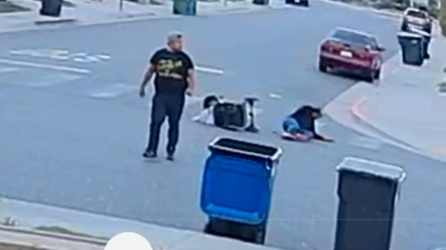 Video provided by a KTLA viewer shows a man being punched in Calabasas.