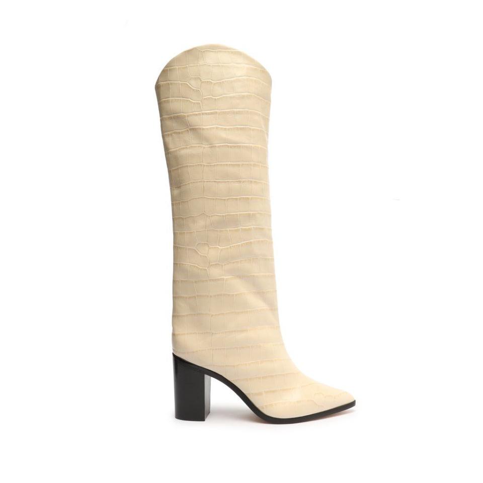 5) Analeah Crocodile-Embossed Leather Boot