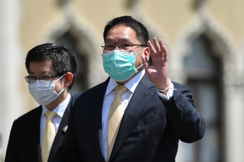 Thailand's Finance Minister Uttama Savanayana holds a press conference at Government House in Bangkok