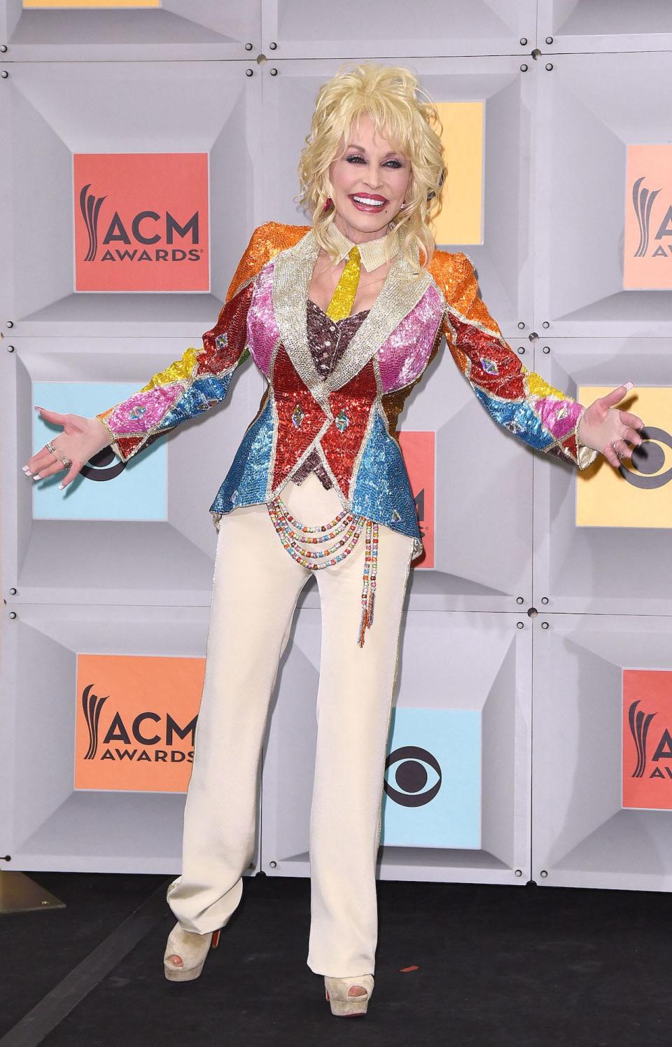 Dolly Parton attends the 2016 ACM Awards.