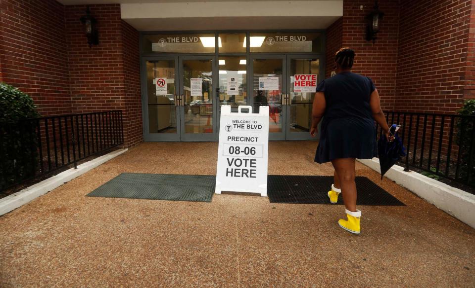 A voter can be seen heading inside of Mississippi Boulevard Christian Church in Memphis Tenn., on Thursday, October, 05, 2023.