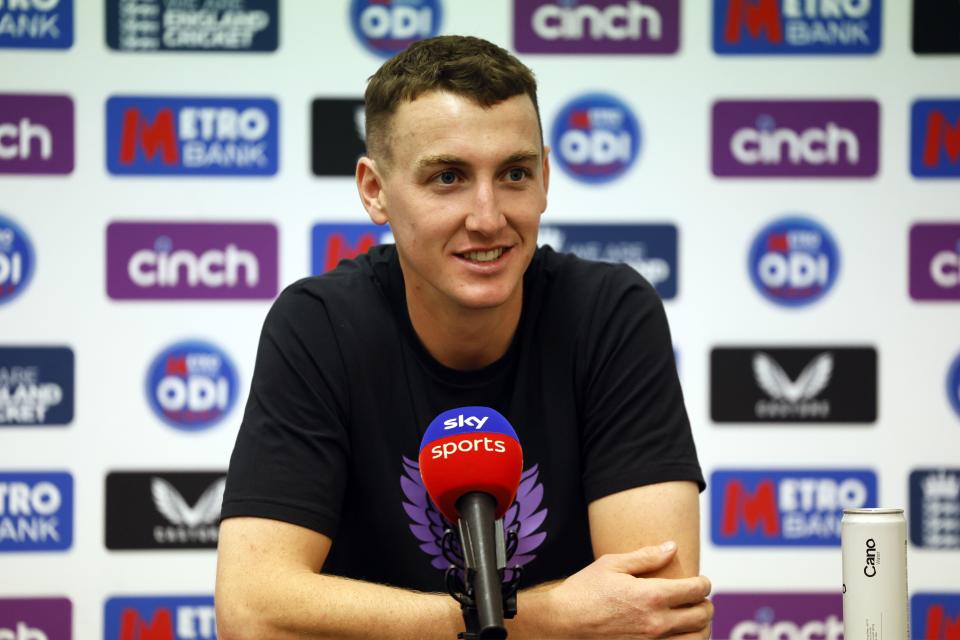 England captain Harry Brook speaks to the media (Richard Sellers/PA)