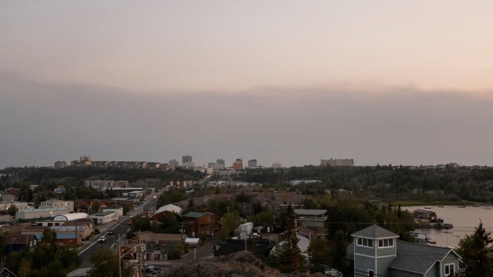 Smoke moves toward the city of Yellowknife after a state of emergency was declared in the Northwest Territories, Canada, on August 15. - Pat Kane/Reuters