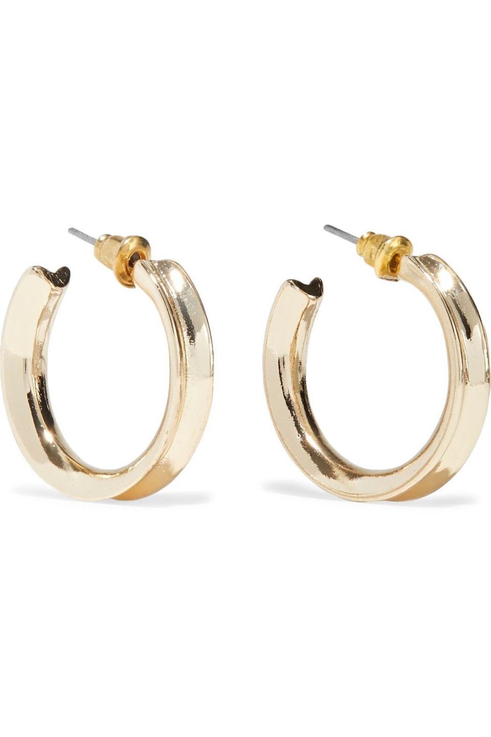 2) Gold-plated hoop earrings